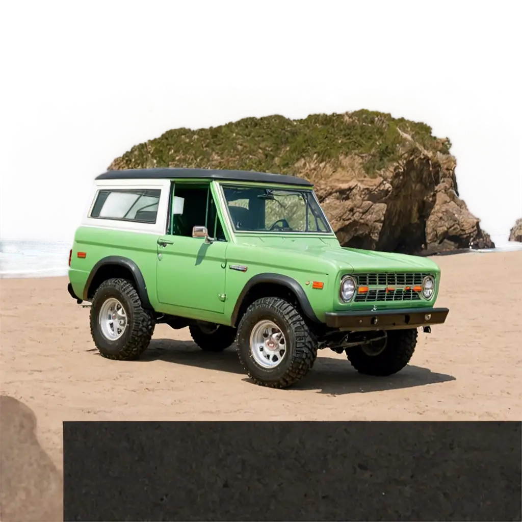 Classic-Green-Bronco-at-the-Beach-PNG-Image-Vintage-Charm-by-the-Sea