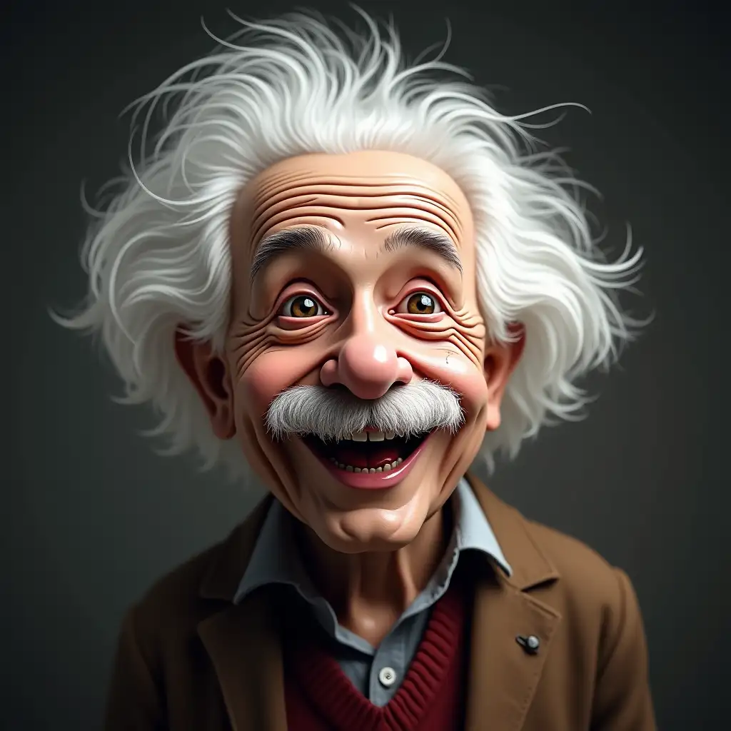 Einstein with a big smile,