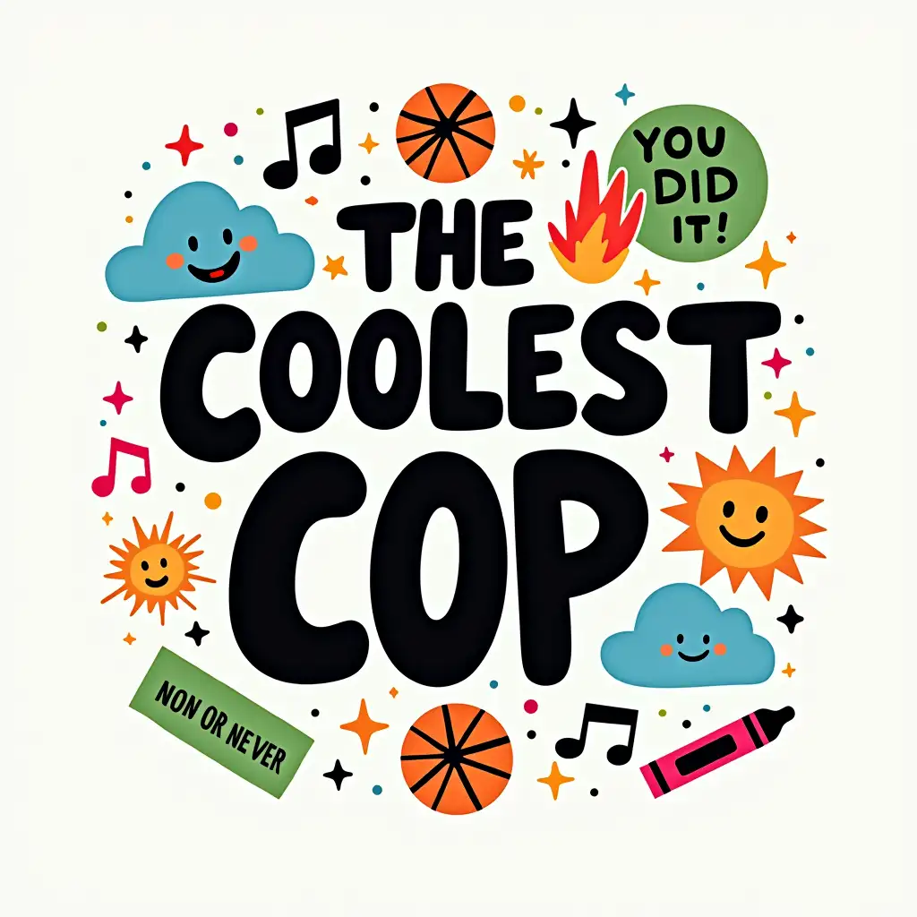 Energetic-THE-COOLEST-COP-Typography-with-Playful-Cartoon-Elements