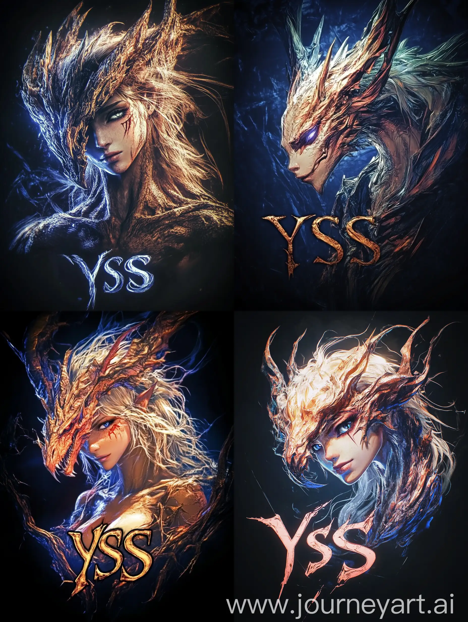 Realistic-HalfWoman-HalfDragon-Character-Design-with-YSS-Logo