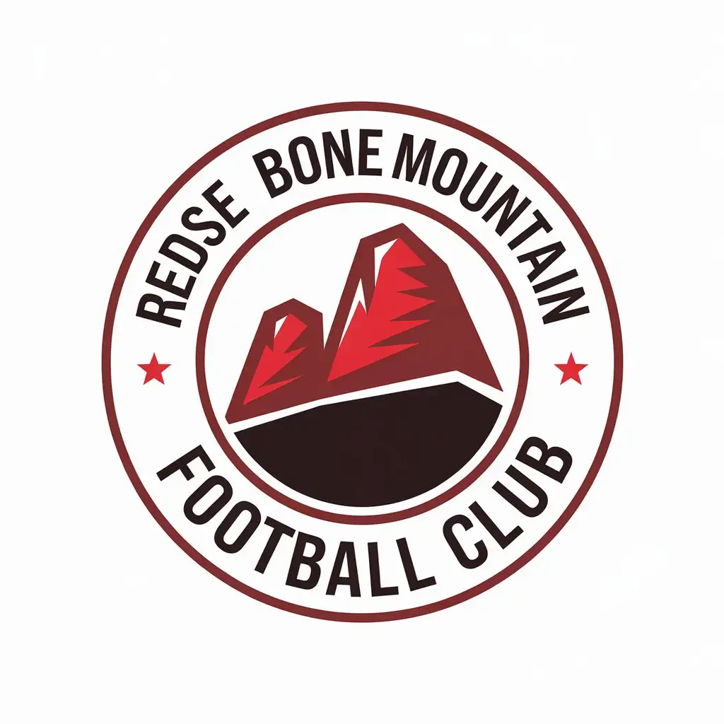 a vector logo design,with the text "redstone bone mountain football club", main symbol:Red stone mountain peak, soccer club LOGO, circle surrounding, 2024,Moderate,be used in Sports Fitness industry,clear background