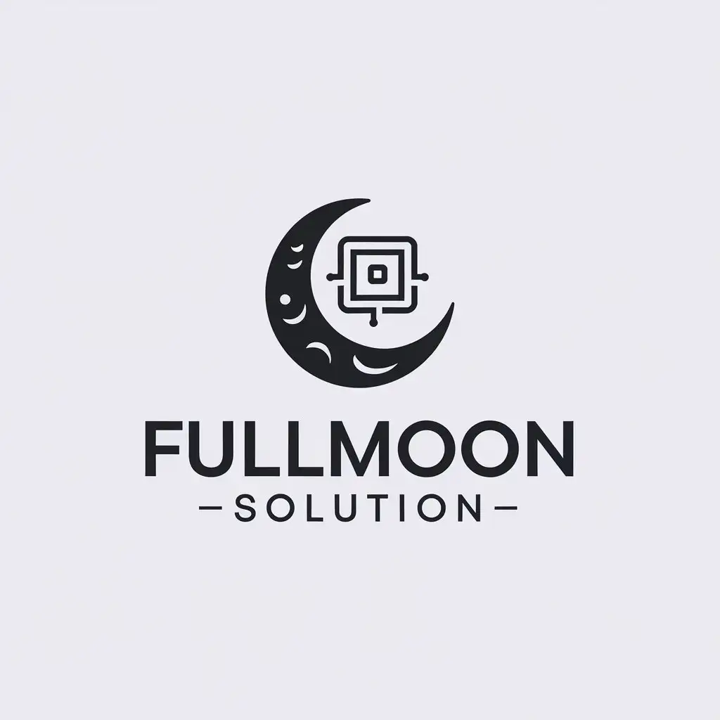 LOGO Design for Fullmoon Solution Minimalistic Full Moon with IT Technology Symbol for Tech Industry