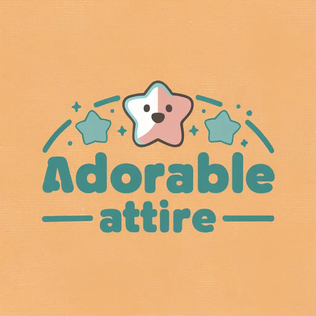 LOGO Design For Adorable Attire Cartoon White Bear with Stars in Pink and Baby Blue