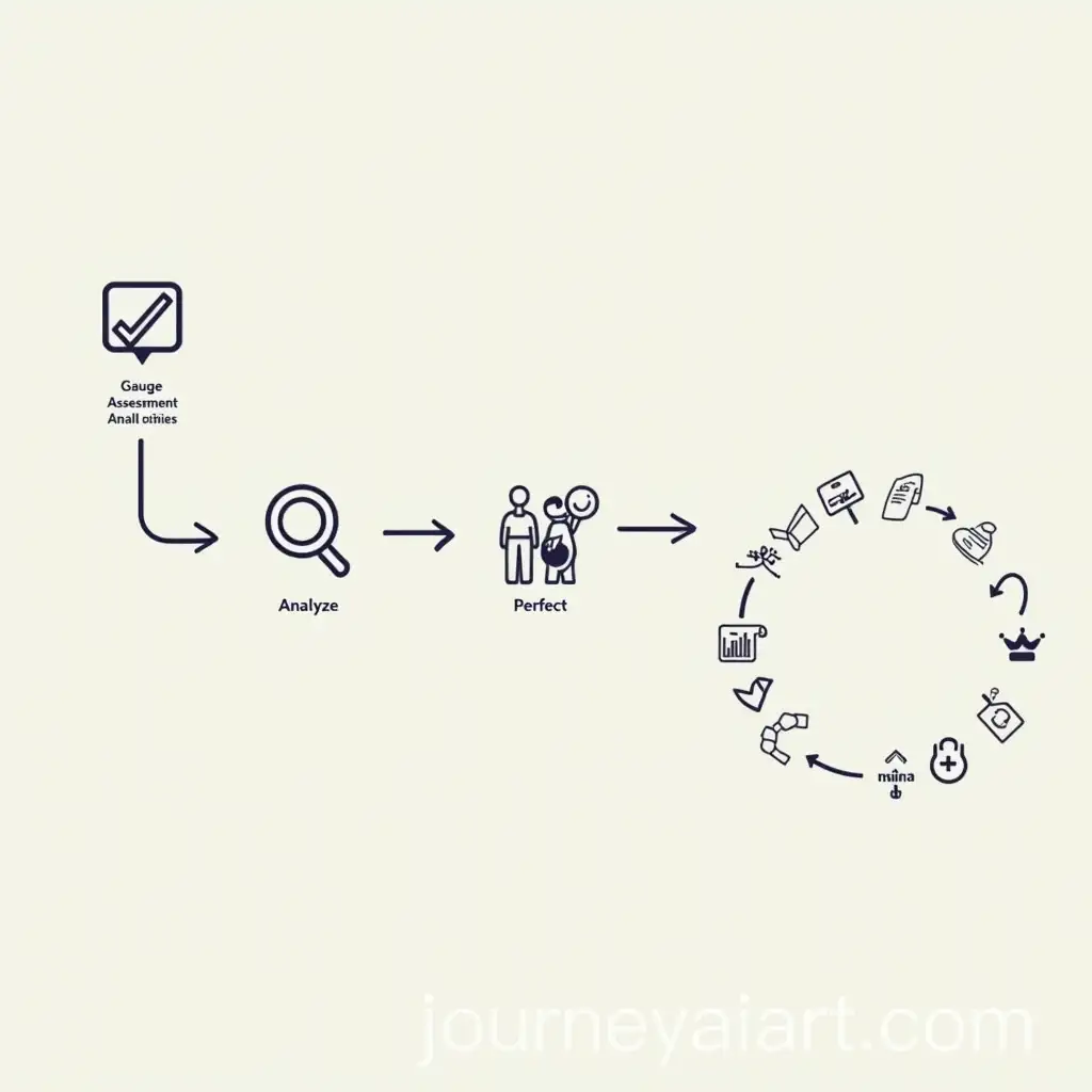 Icons-and-Flowchart-Design-Representing-a-Learning-Process-with-Gauge-Analyze-and-Perfect-Steps