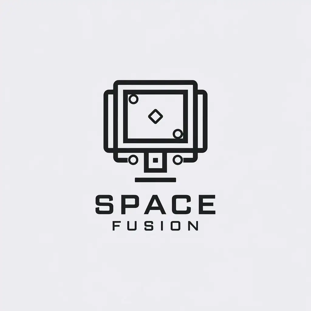 LOGO Design for Space Fusion Minimalistic Monitor Symbol for Technology Industry