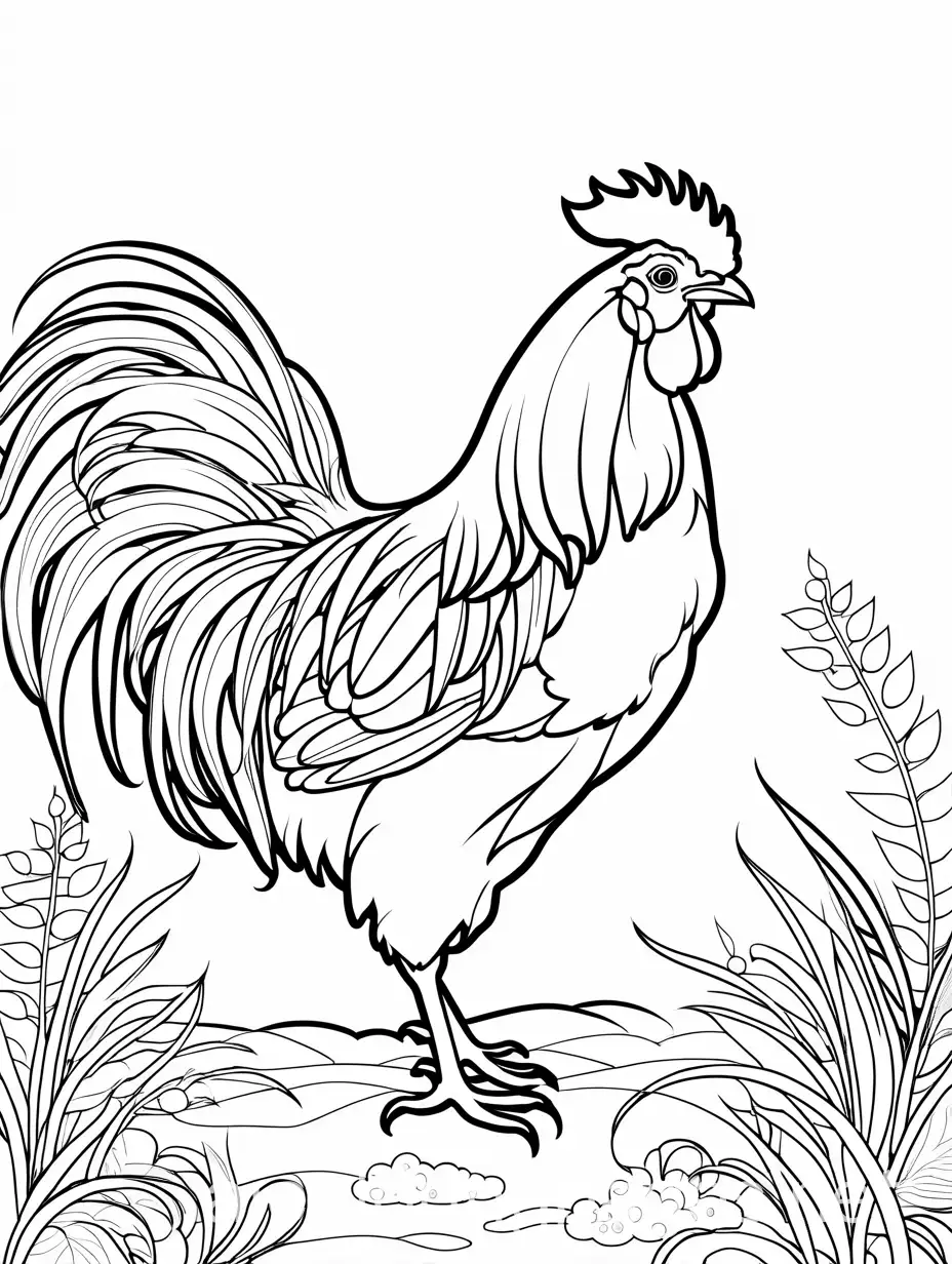 Heroic-Animal-Rescuers-Assisting-Hurt-Rooster-Coloring-Page