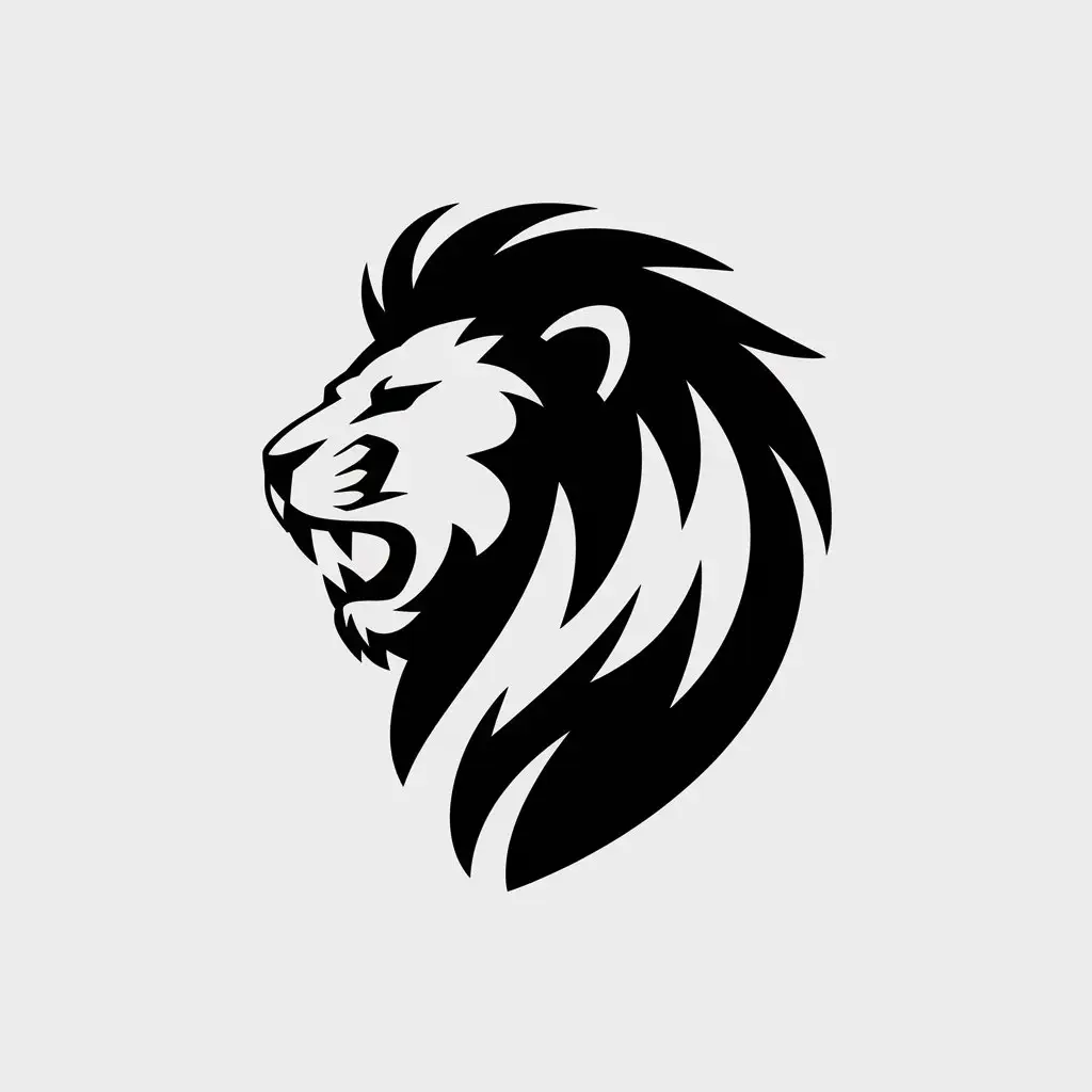 LOGO Design for Lions Roar Solid Black Lion Head with WindSwept Mane for Internet Industry