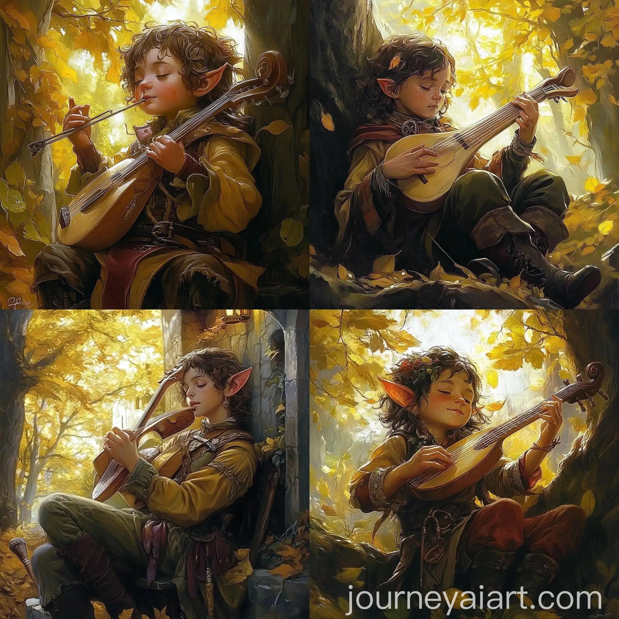 Enchanting-Halfling-Bard-Serenades-with-Lyre-in-a-Mystical-Forest-Realm