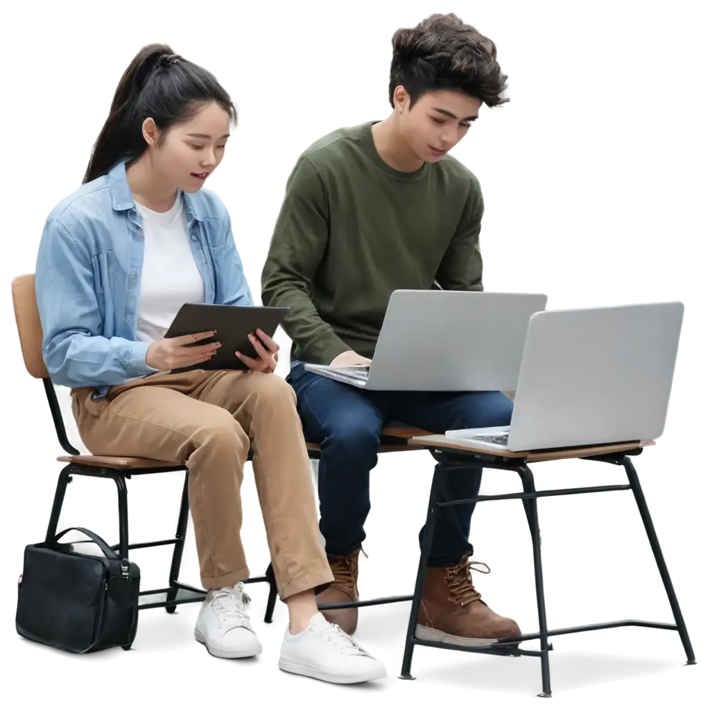 Group-of-Students-Studying-with-Computers-in-Animation-PNG-Image-for-Digital-Learning-and-Education