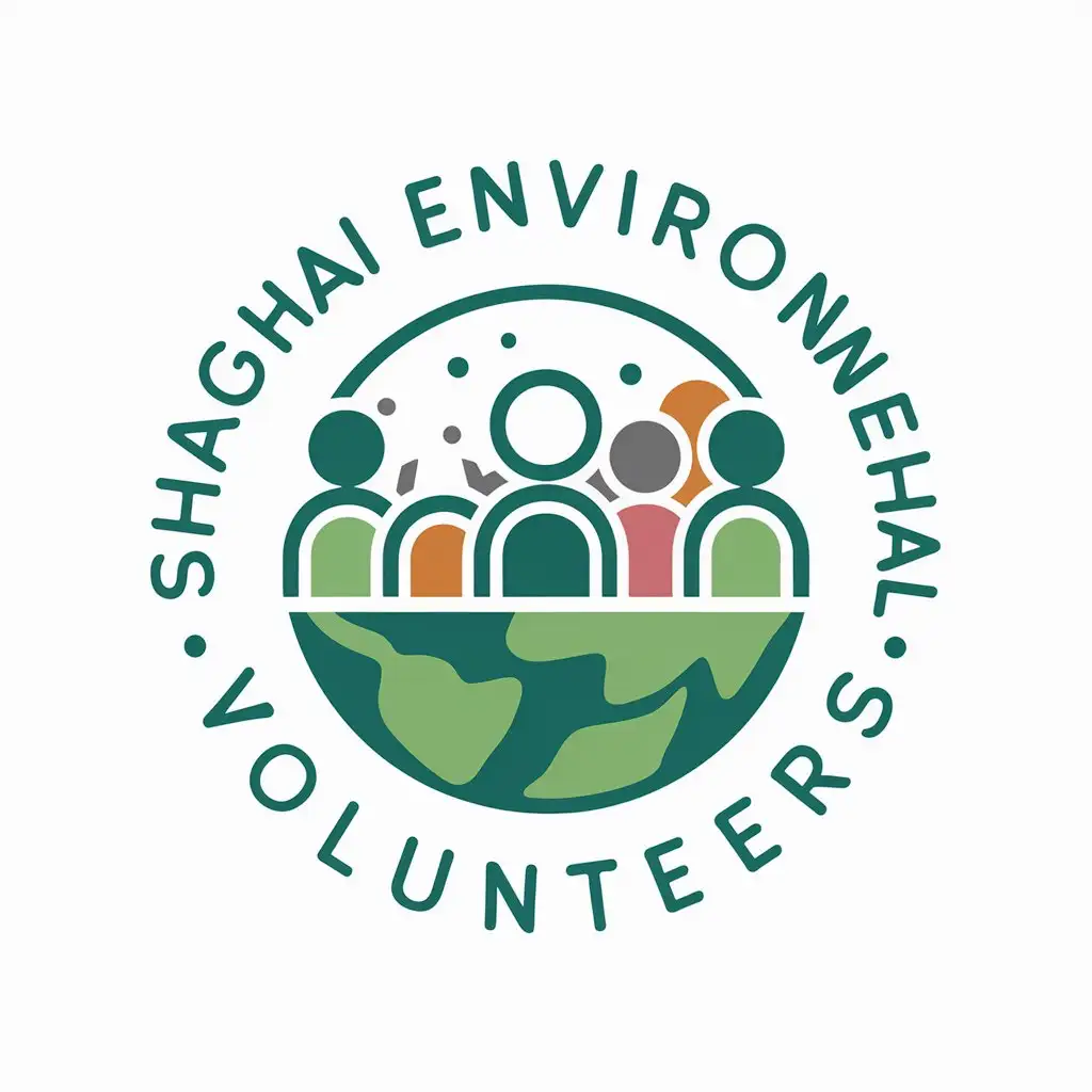 a vector logo design,with the text "shanghai Environmental Volunteers", main symbol:crowd, earth, environmental protection,Moderate,be used in Nonprofit industry,clear background