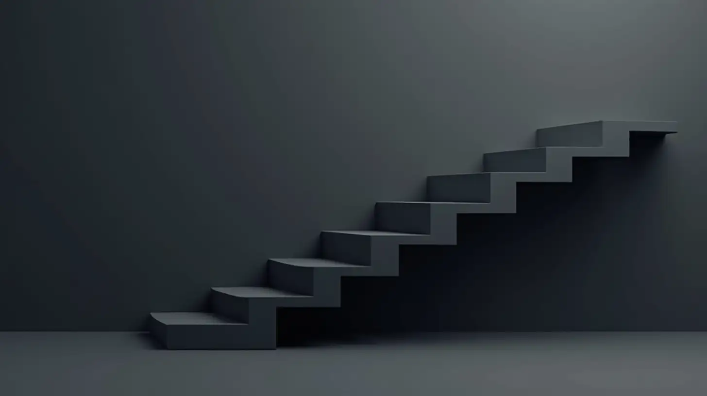 Sleek Modern Corporate Values Staircase in Dark Gray Tones