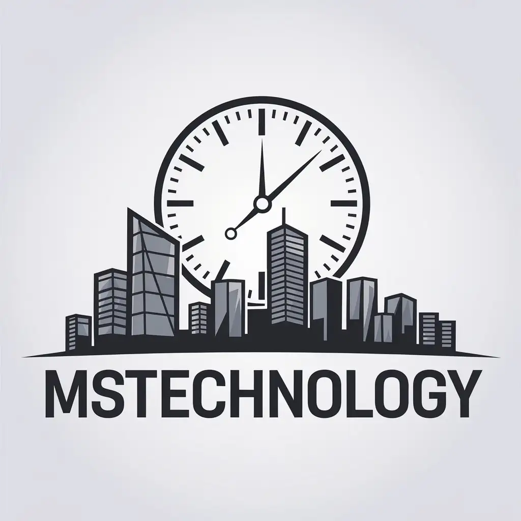 a vector logo design,with the text "Mstechnology", main symbol:Doomsday, city, named as theme, without clocks,complex,be used in Internet industry,clear background