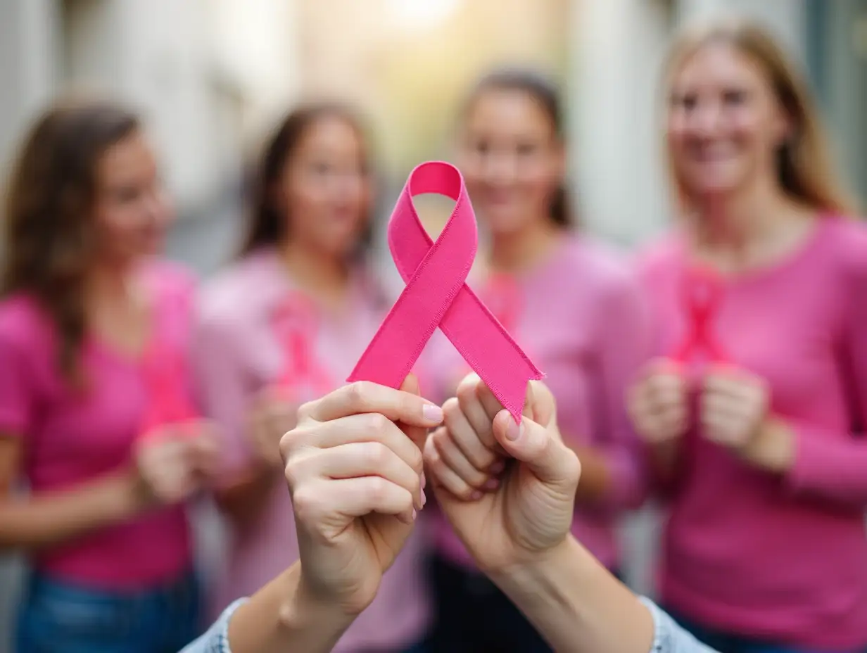 Supporters-Holding-Breast-Cancer-Awareness-Ribbons