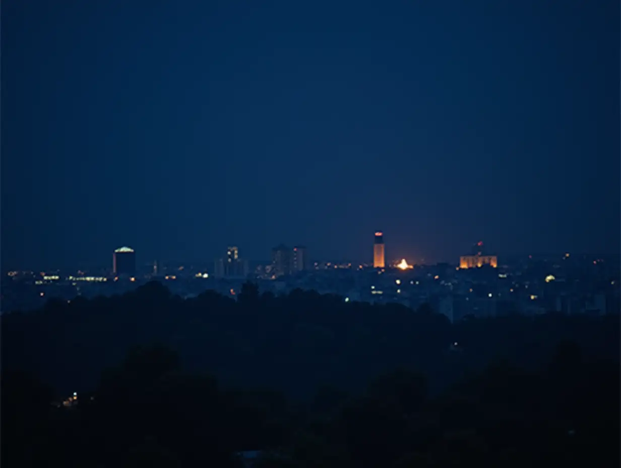 Burning-Buildings-Under-Dark-Blue-Night-Sky