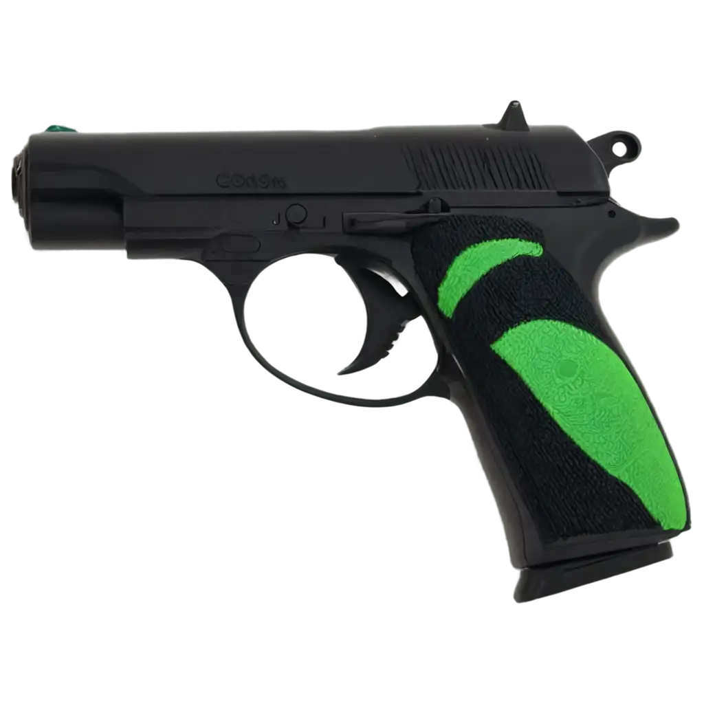 HighQuality-Black-and-Green-Pistol-PNG-for-Versatile-Use