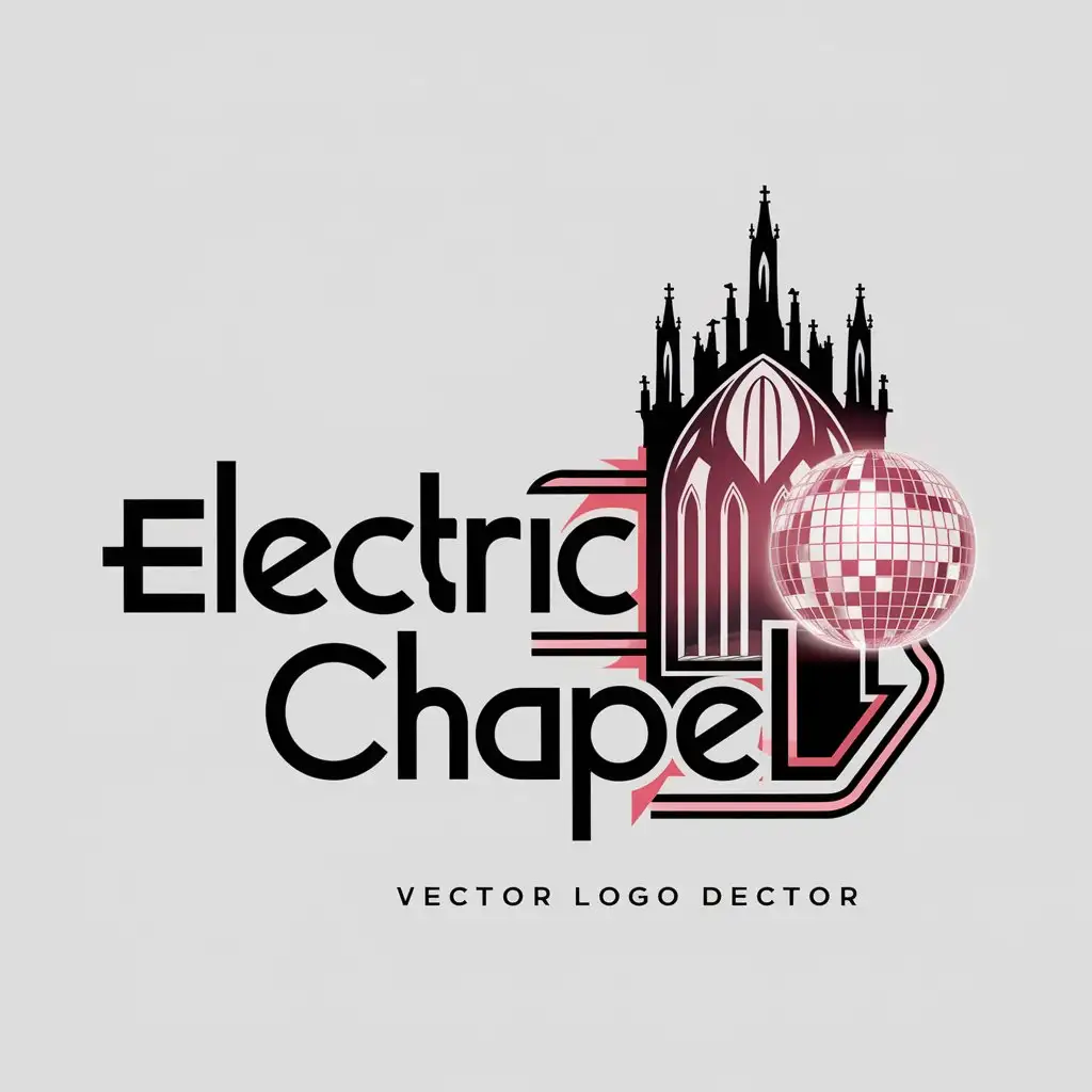 LOGO Design for Electric Chapel Gothic Cathedral with Neon Lights and Disco Ball for Entertainment Industry