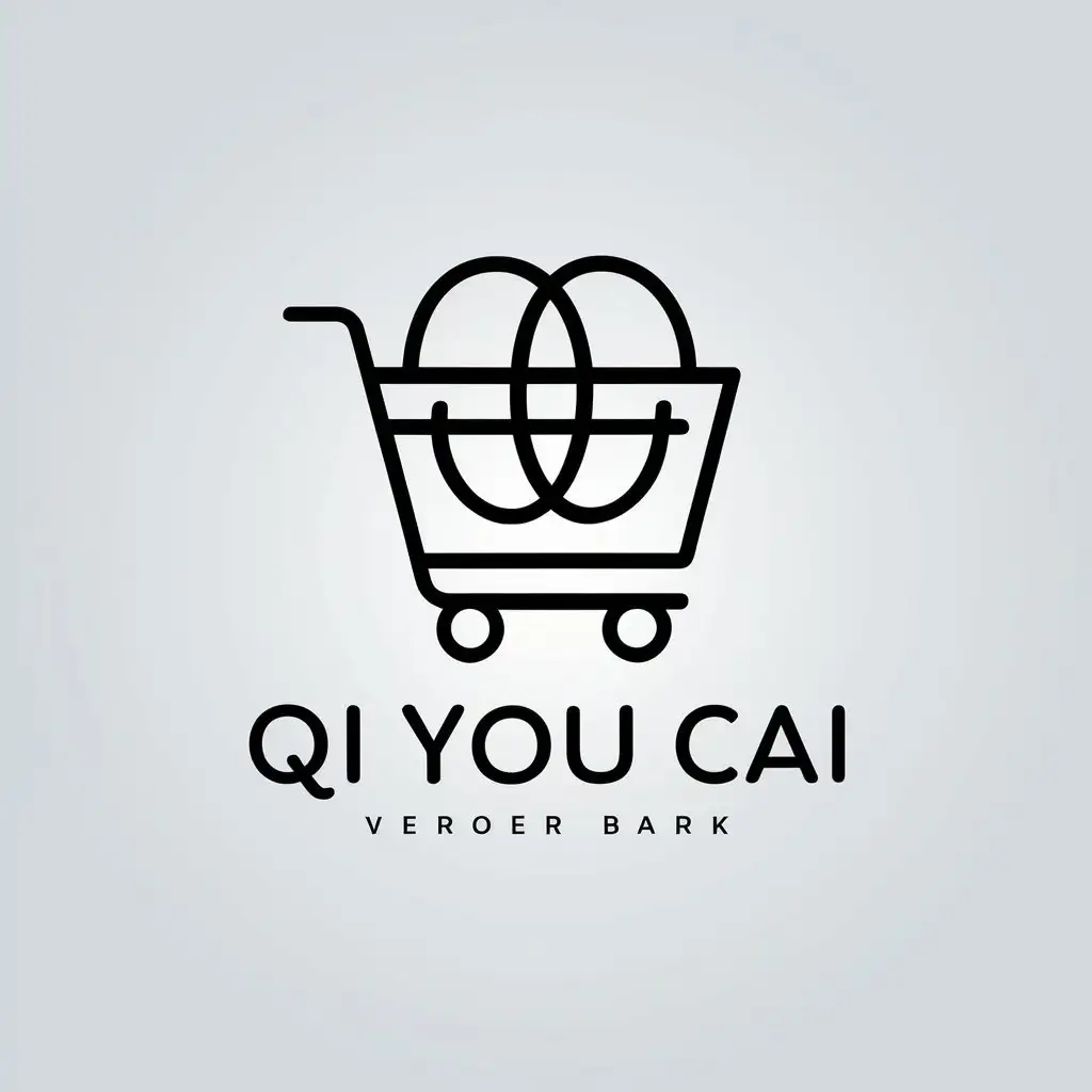 a vector logo design,with the text "Qi you cai", main symbol:shopping cart, purchase,Minimalistic,be used in Internet industry,clear background