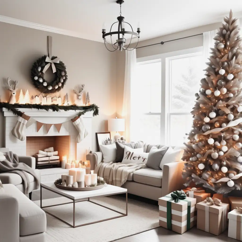 Serene Christmas Scene with Neutral Color Palette