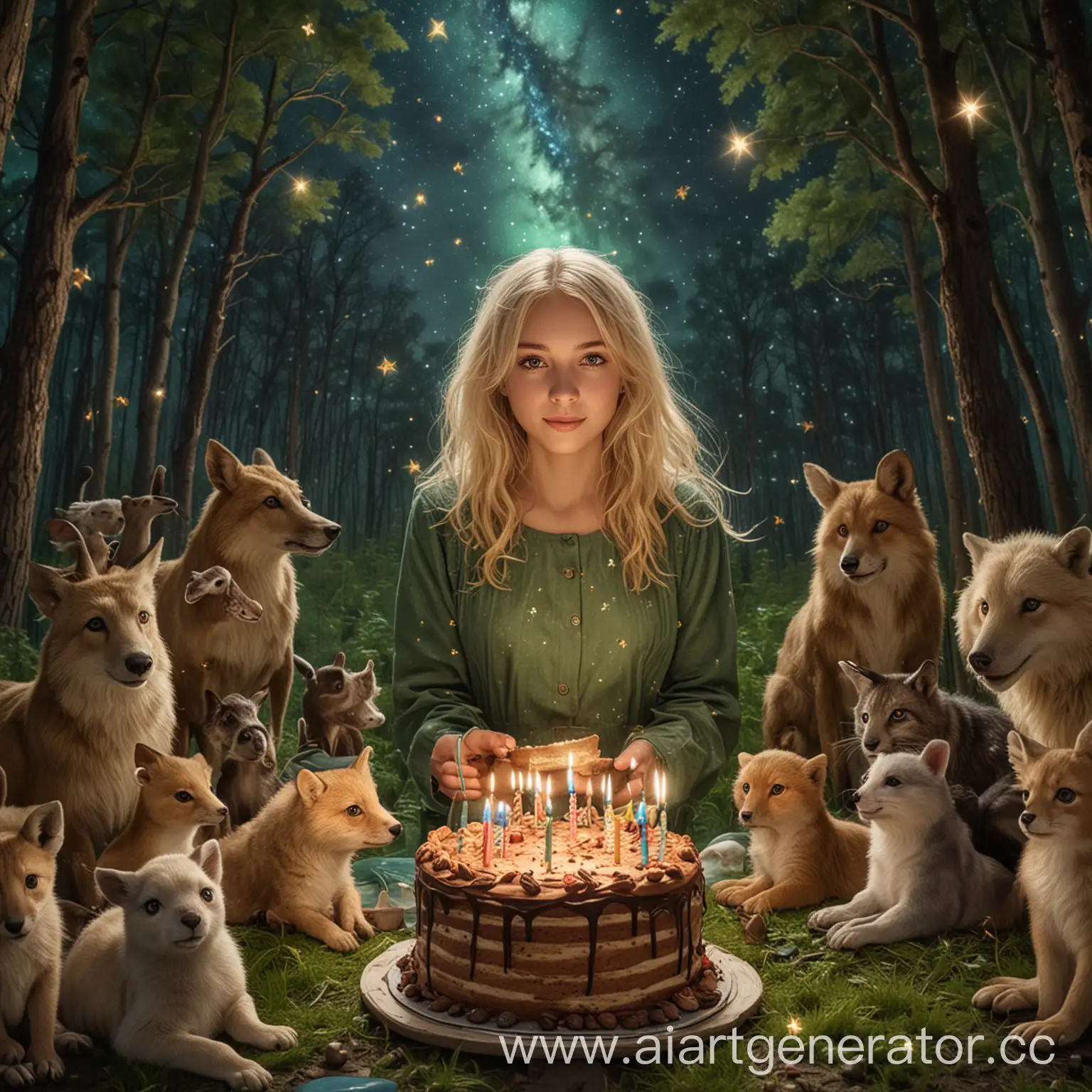 Birthday-Party-in-the-Enchanted-Forest-with-Cake-and-Animals