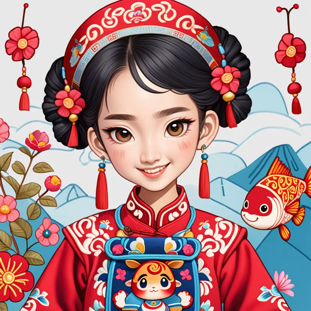 Young-Qiang-Ethnic-Embroiderer-in-Modernized-Traditional-Costume-with-Floral-Headdress