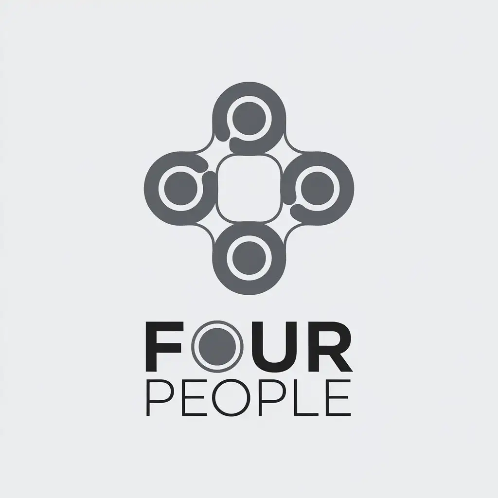 LOGO Design for Four People Black White Gray Minimalist Vector Logo for Internet Industry