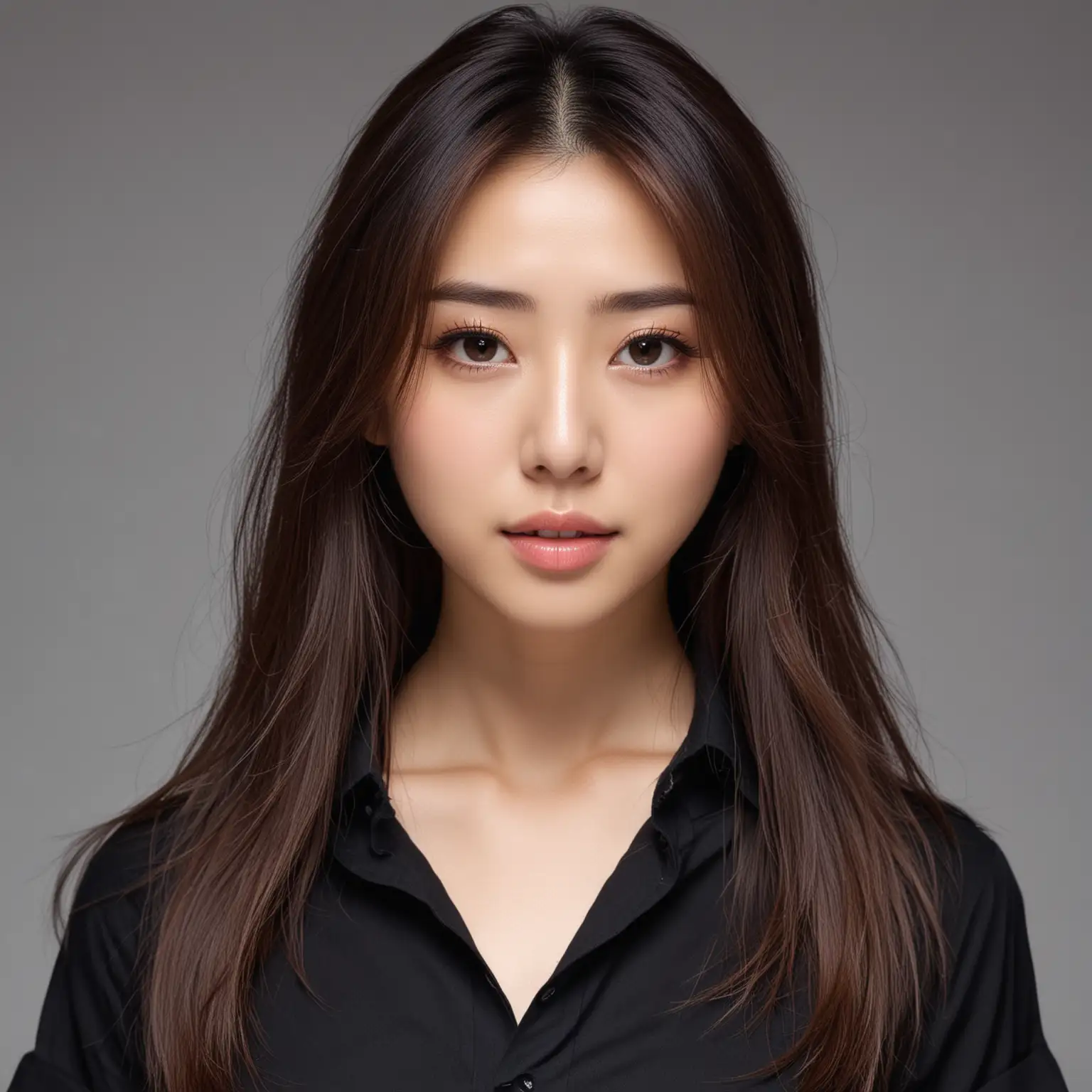 Beautiful-Japanese-Girl-in-ID-Photo-with-Light-Makeup-and-Black-Shirt