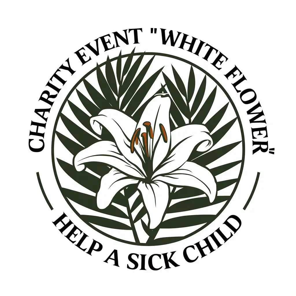 LOGO-Design-For-Charity-Event-White-Flower-White-Lily-in-Palm-for-Religious-Industry