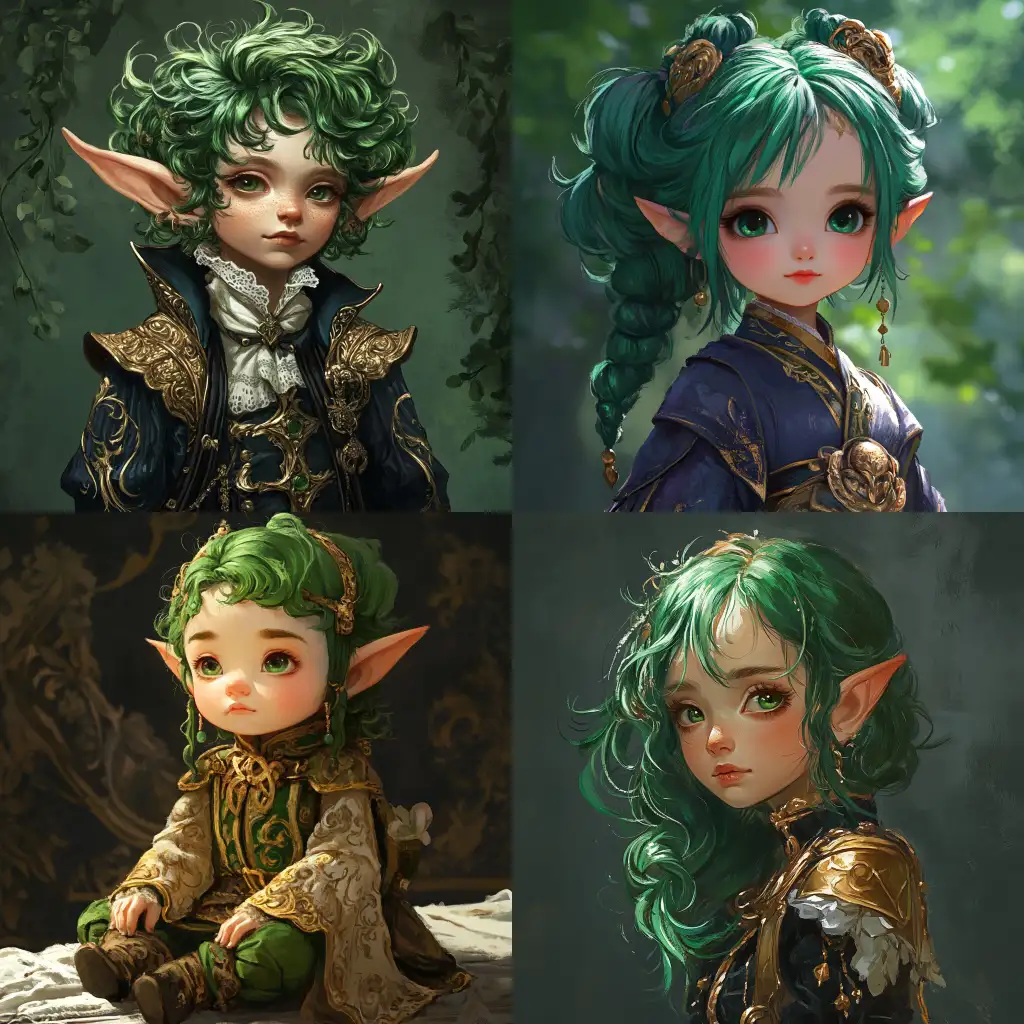 Fantasy-Gnome-in-Luxurious-Clothes-with-Green-Hair-Anime-and-DnD-Style