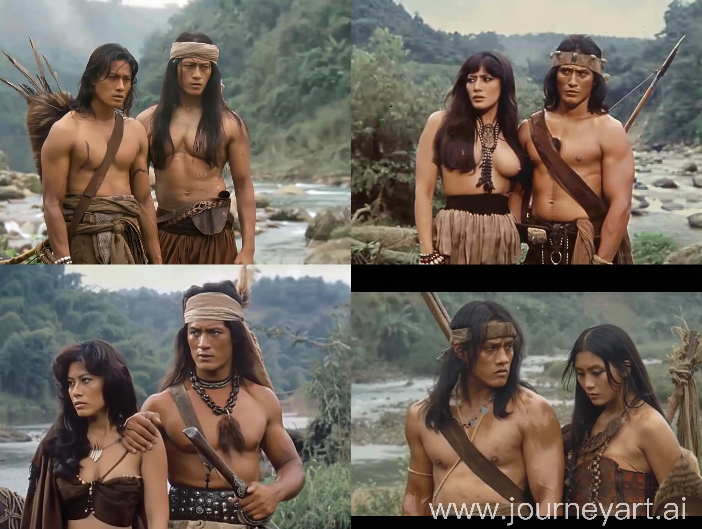 Indonesian-Warrior-with-Woman-by-the-River