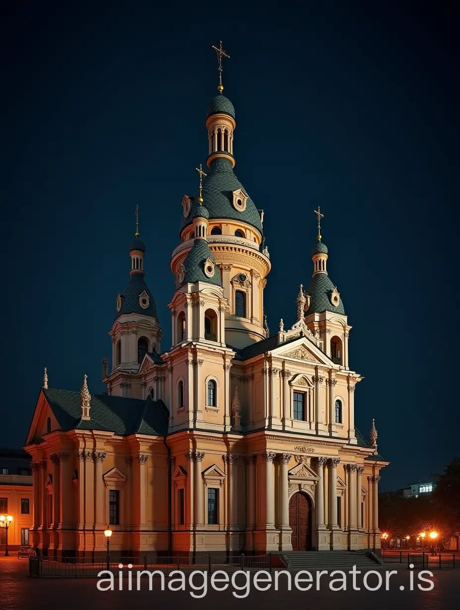 Magnificent-Handmade-Cathedral-in-Old-Town-Night-Scene