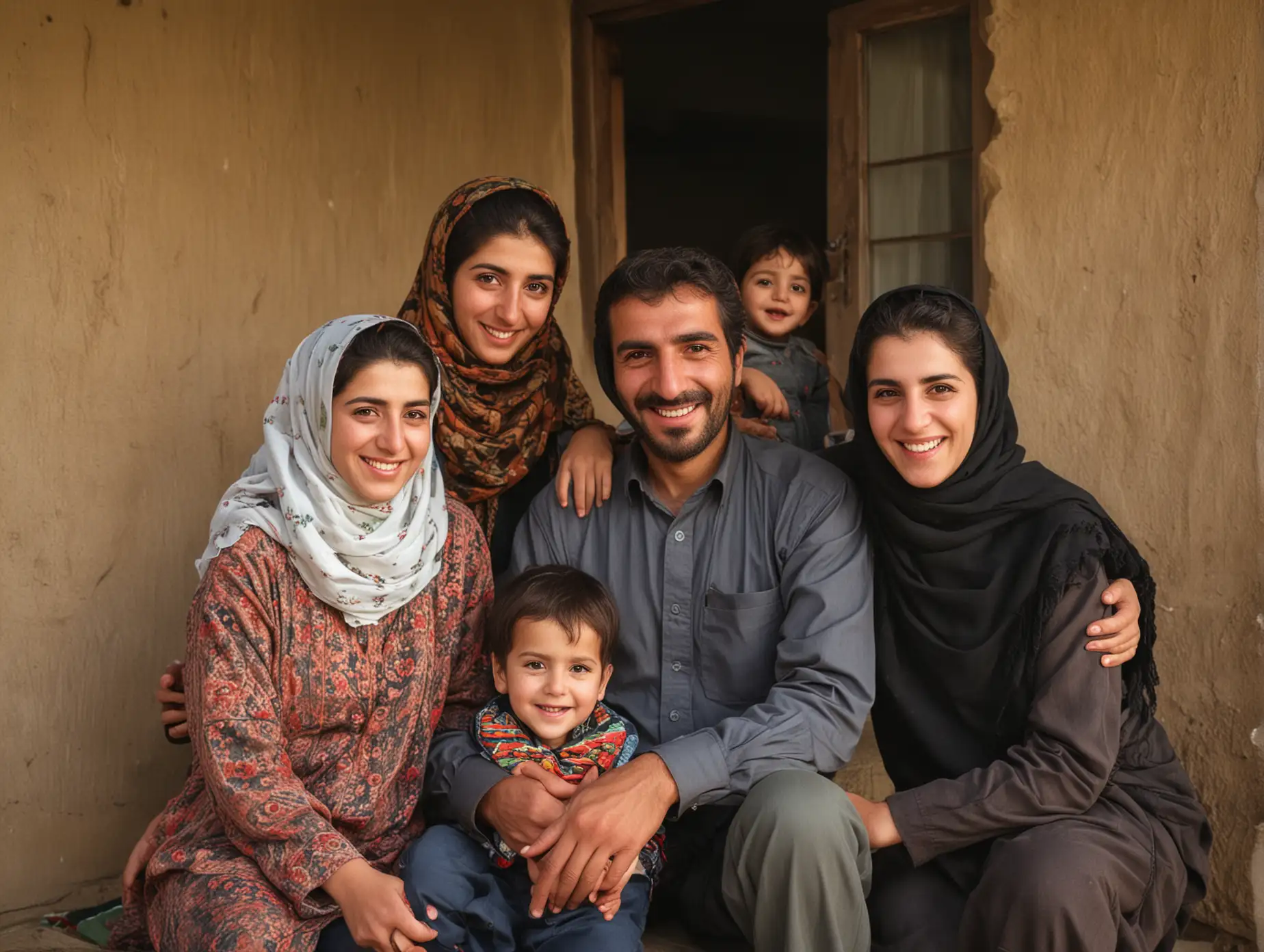 Joyful-Iranian-Family-Embracing-Rural-Life-in-Traditional-Attire