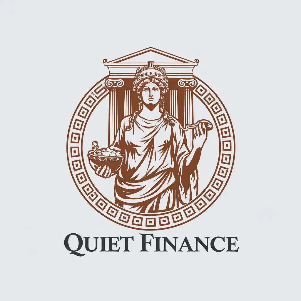 LOGO Design for Quiet Finance Greek Goddess of Wealth with Minimal LineArt Profile for Finance Industry