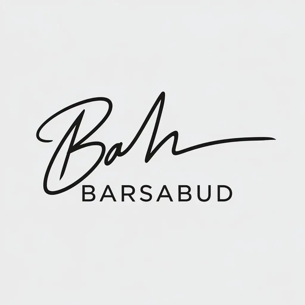 a vector logo design,with the text "Barsabud", main symbol:signture,Minimalistic,be used in Entertainment industry,clear background