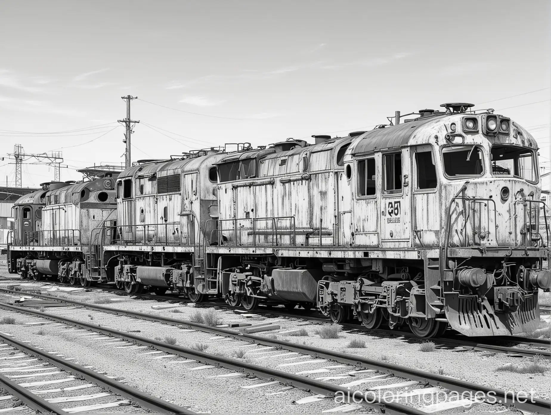 Abandoned-Ruined-Railroad-Locomotives-Coloring-Page