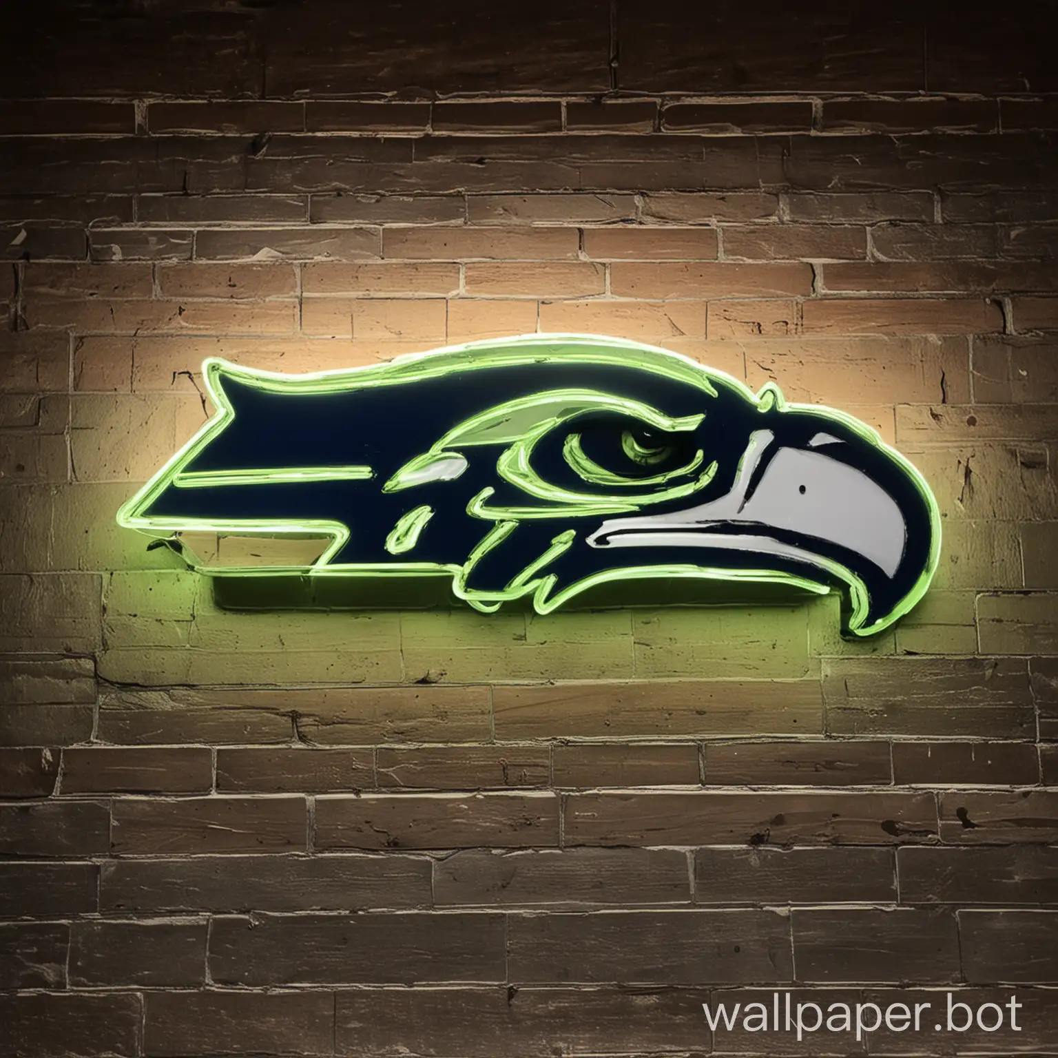 Seattle Seahawks logo with neon light