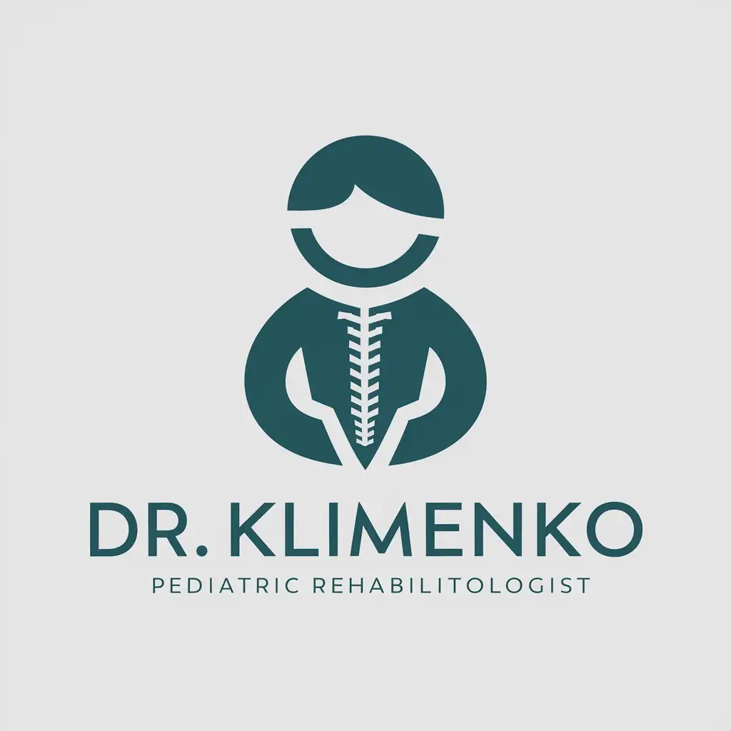 a vector logo design,with the text "Dr_Klimenko", main symbol:Logotype of a doctor, pediatric rehabilitologist treating scoliosis,Moderate,be used in Medical Dental industry,clear background