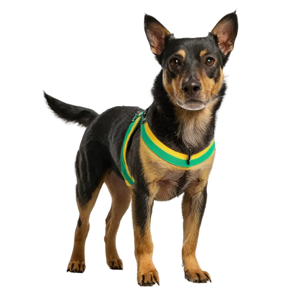 PNG-Image-of-a-Dog-with-Green-and-Yellow-Stripes-Vibrant-and-Unique-Artwork