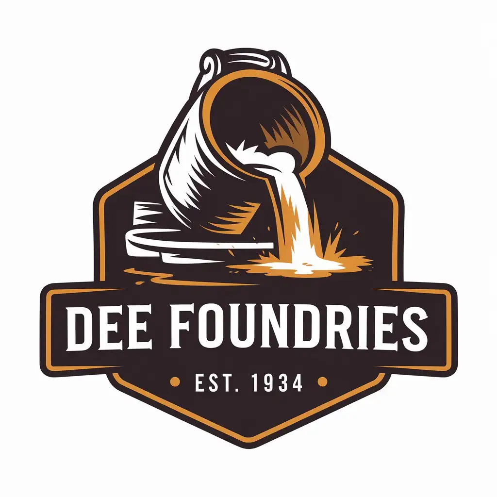 LOGO Design for Dee Foundries Foundry Casting Bucket with Molten Metal and Est 1934