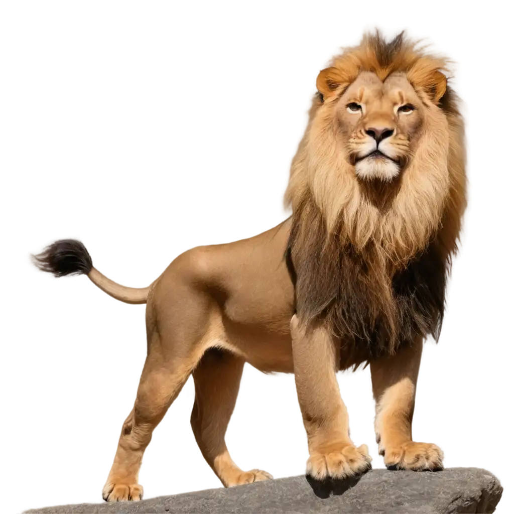 Stunning-Lion-on-Rock-PNG-Image-Mane-Swaying-in-the-Wind