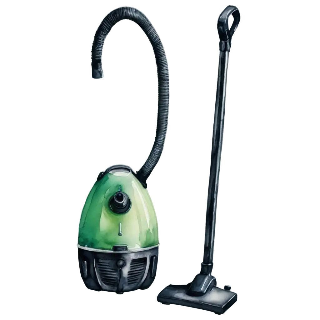 Watercolor-Black-Green-Vacuum-Cleaner-PNG-HighQuality-Image-for-Various-Digital-Uses