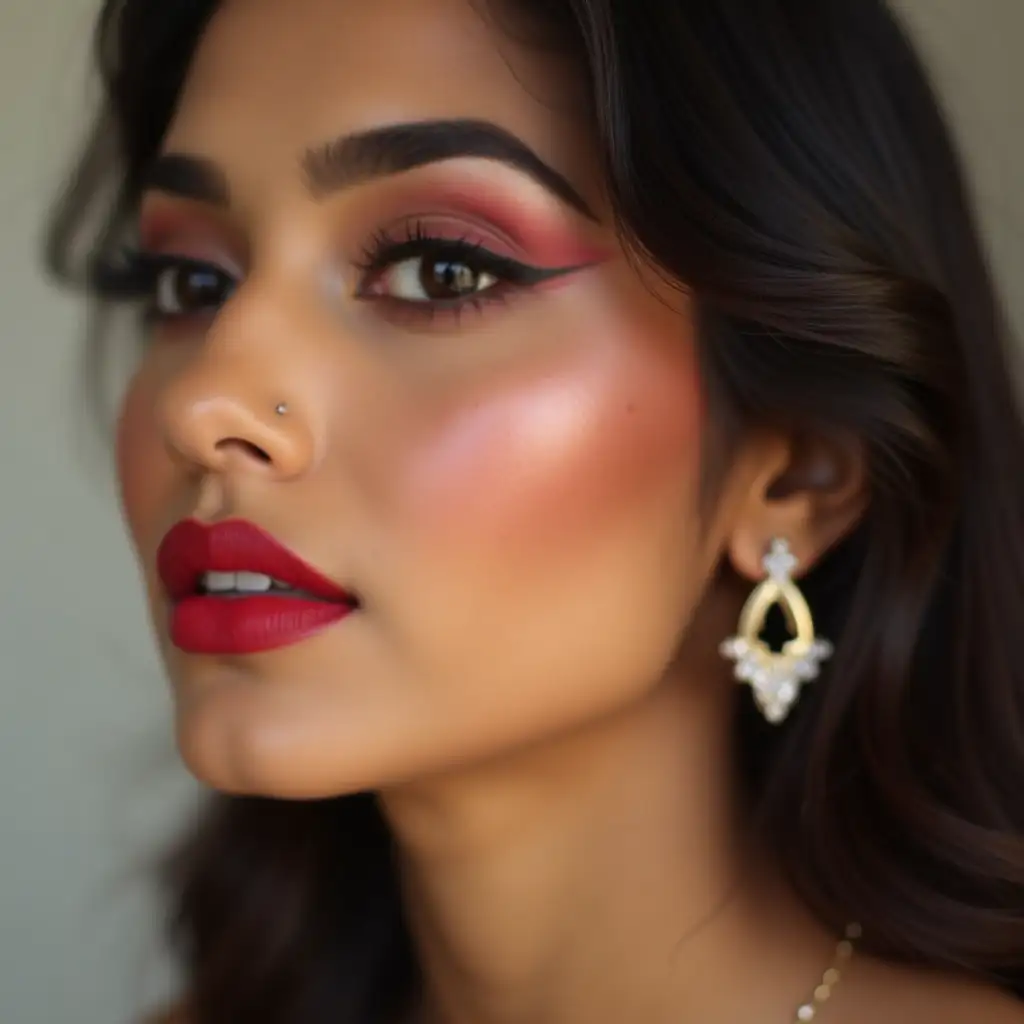 Elegant-Modern-Indian-Model-Applying-Lipstick