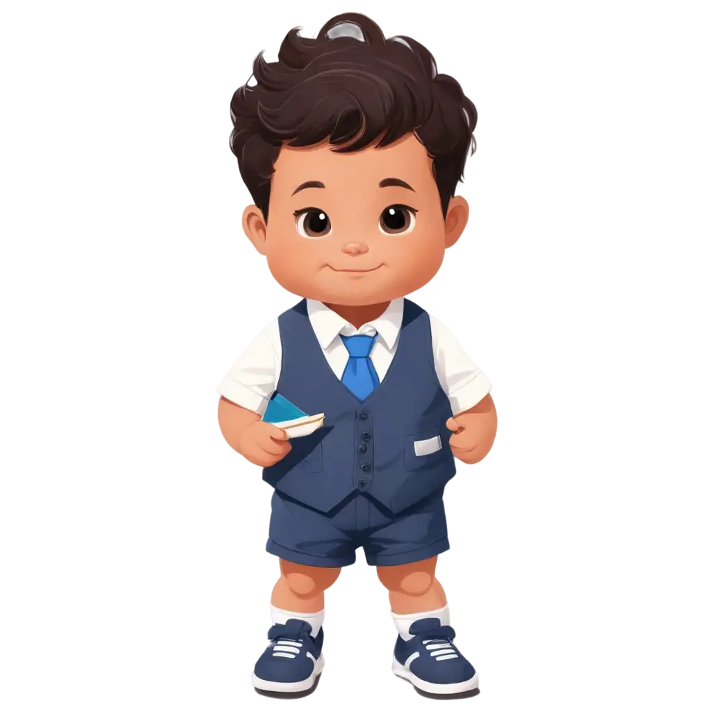 Cute-Cartoon-Toddler-in-Blue-Vest-and-Tie-PNG-Image-HighQuality-and-Versatile