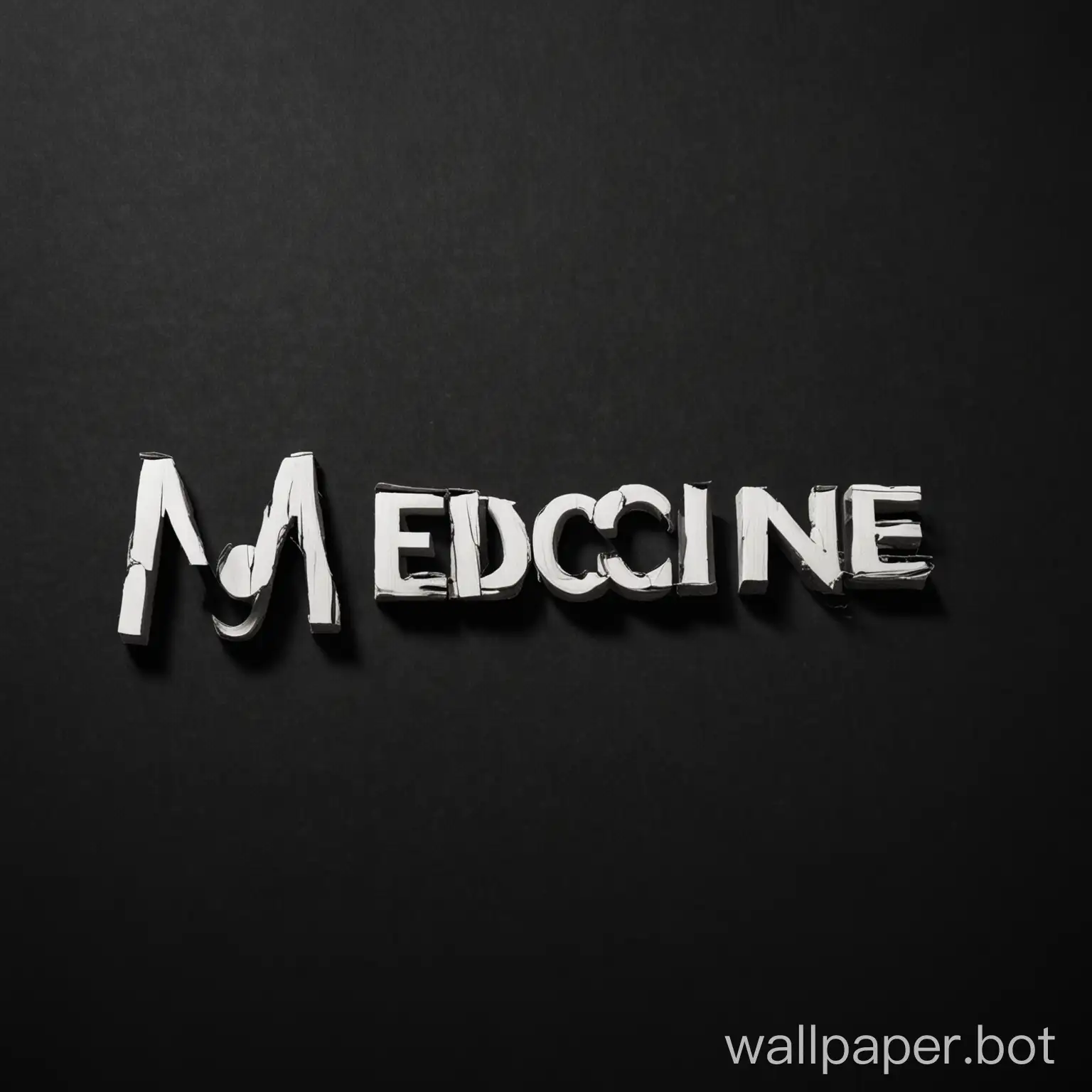 Black background with the word medicine on it