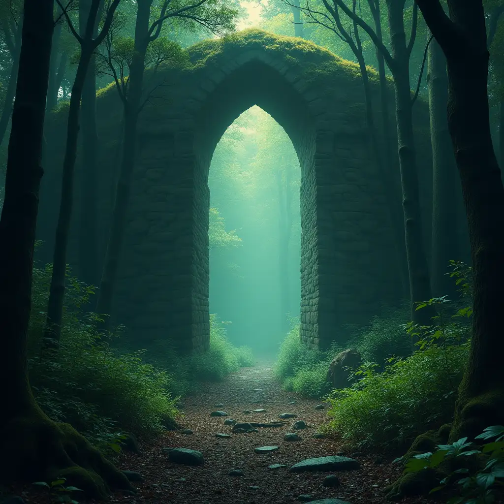 Mysterious-Portal-in-an-Ancient-Forest-Surrounded-by-Mist