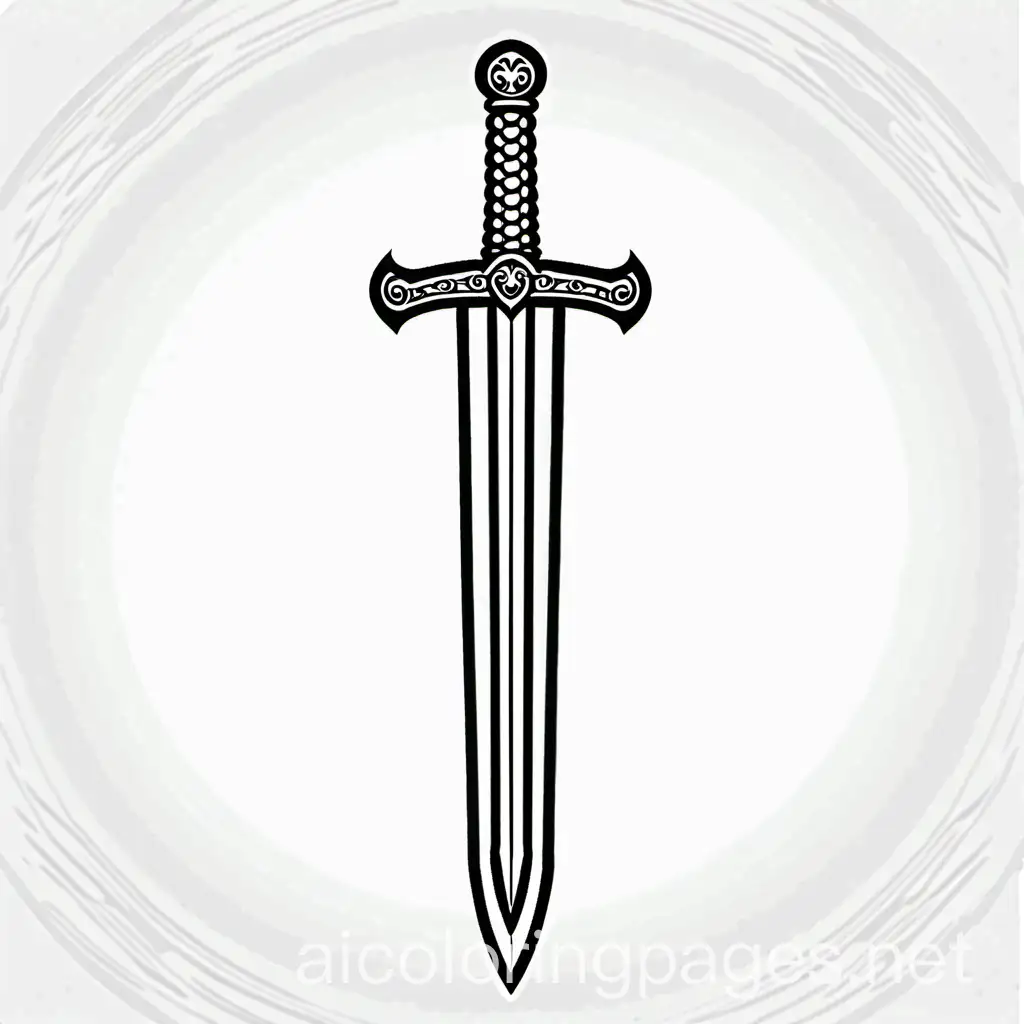 Medieval-Sword-Coloring-Page-for-Kids-Black-and-White-Line-Art