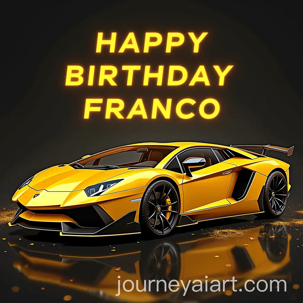 Golden-Birthday-Poster-for-Francos-8th-Celebration-Featuring-Lamborghini-Theme