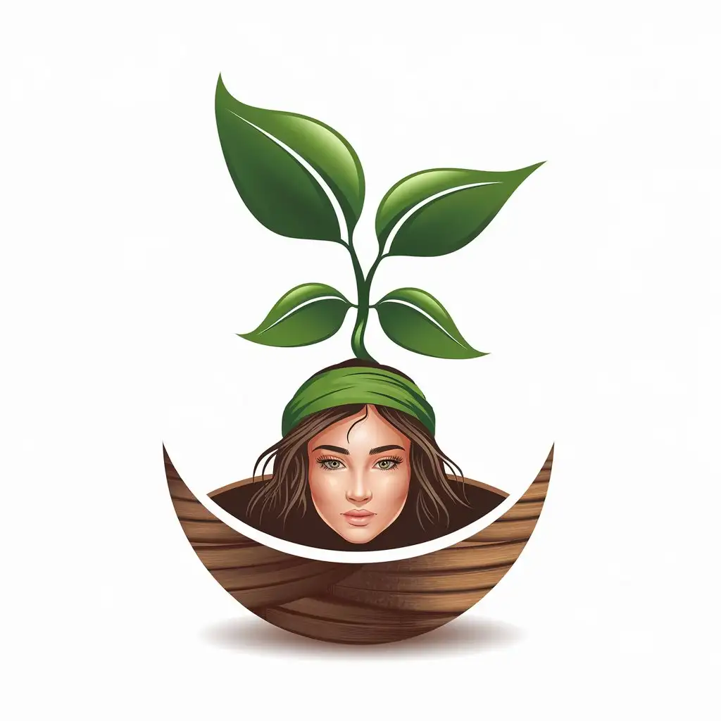 Logo Design Featuring a Growing Plant with a Beautiful Face