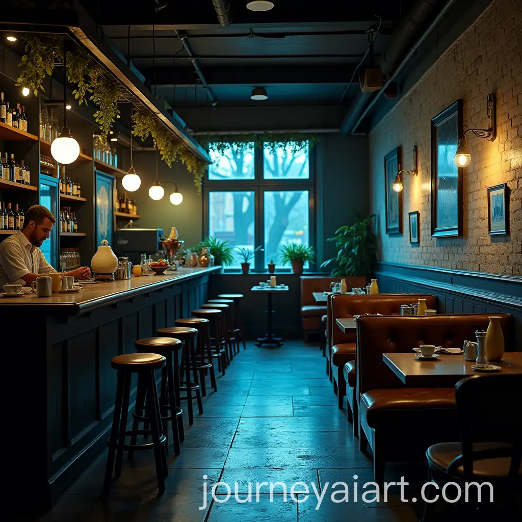 Charming-Vintage-Cafeteria-with-Atmospheric-Evening-Ambiance