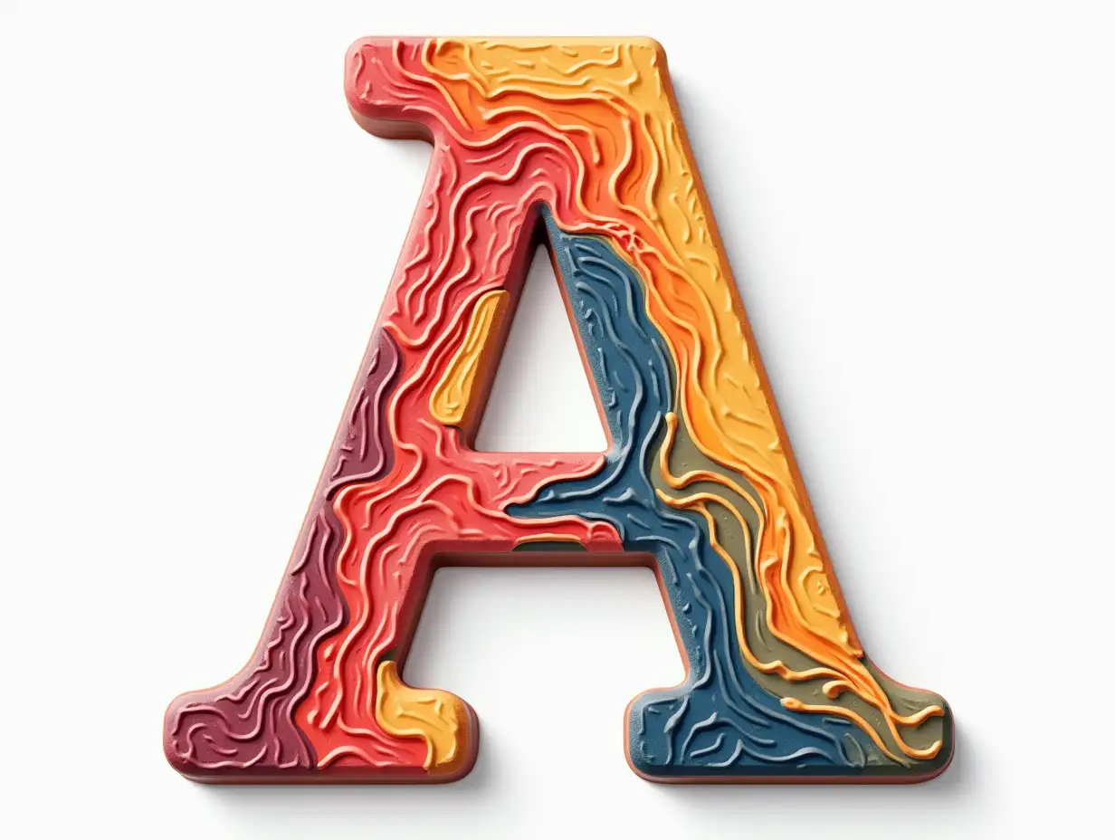 English alphabet letter A, in very unique and different and attractive colour