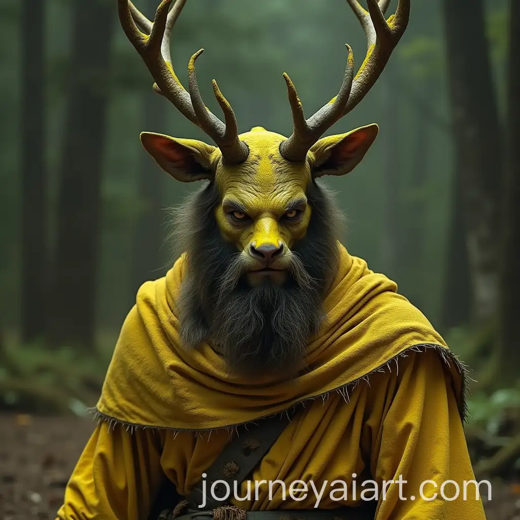 Pale-Barbaric-Pagan-in-Deer-Head-Cap-with-Yellow-Powder